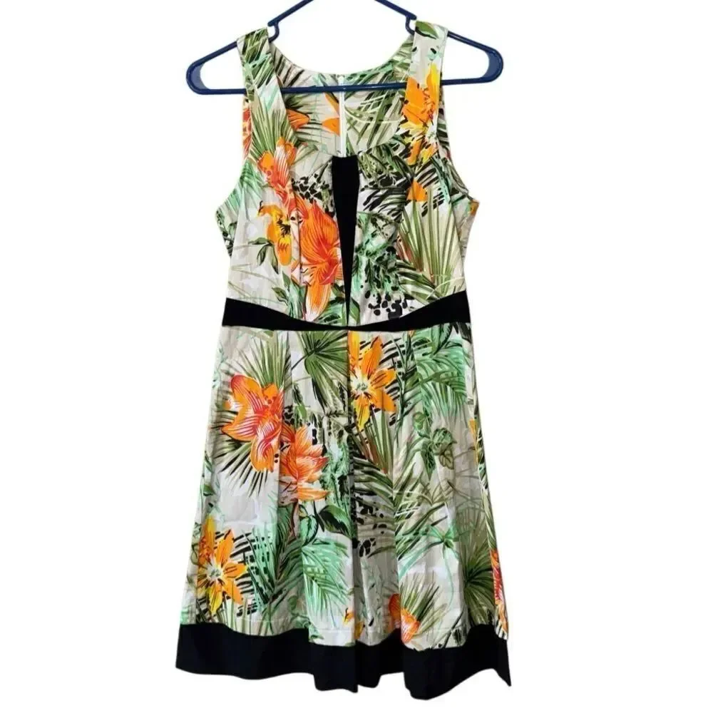 Women's Colorful Tropical Floral Dress Size Medium